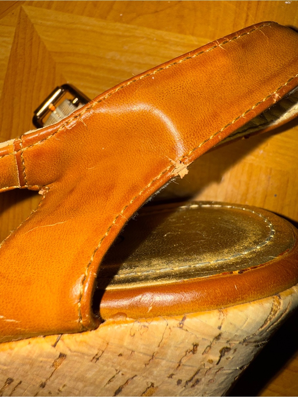 Cathy Jean Tan Brown Leather Strappy Sandals - Picture 6 of 7